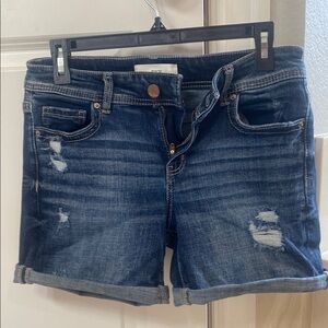 BKE Blue Jean Shorts with Distressed Raw Hem